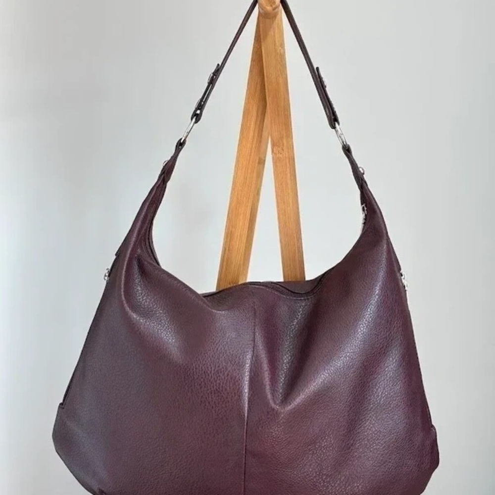 Chic Plum Leather Hobo Bag